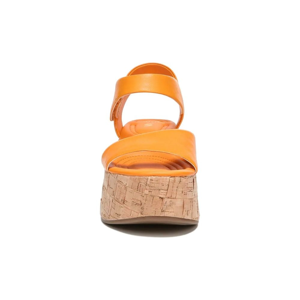 Demi 2 Orange Leather Franco Sarto Platform Wedge Sandals