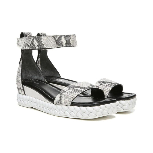 Tiana 2 Black and White Snake Leather Franco Sarto Wedge Sandals