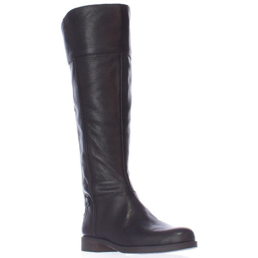 Christine Black Leather Franco Sarto Riding Boot Wide Calf