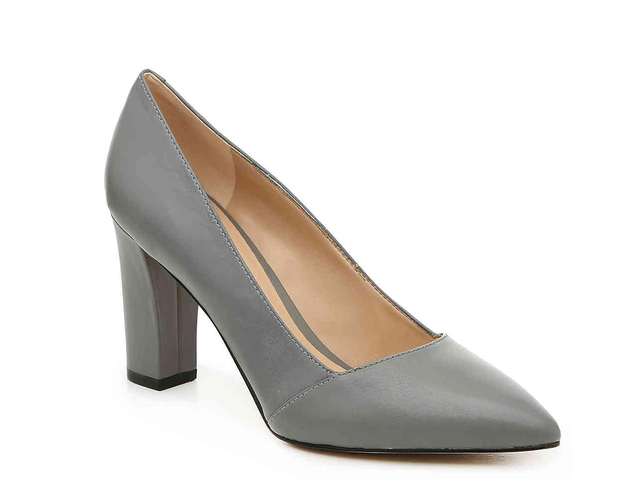 Abree Slate Grey Leather Franco Sarto Pumps