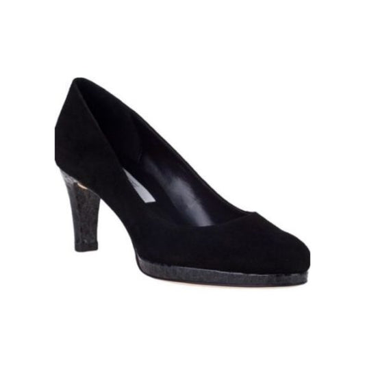 Vaneli Women's Finlay Black Suede Leather Platform Pump
