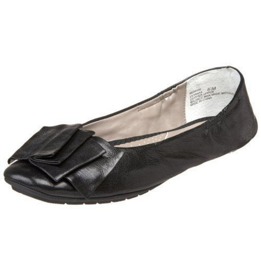 Lilyana Black Leather Me Too Ballet Flats