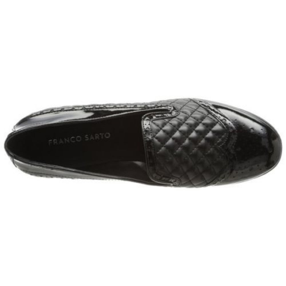 Franco Sarto Women's Tweed Black Quilted Leather Loafer Flat