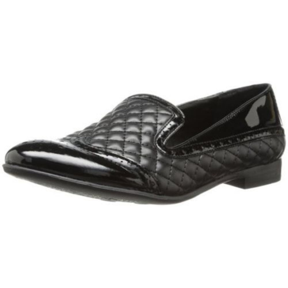 Franco Sarto Women's Tweed Black Quilted Leather Loafer Flat - M - 5.5