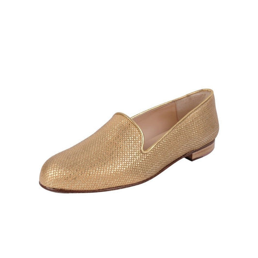 Gatsby Gold Jon Josef Raffia Loafer Flat