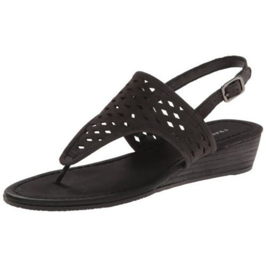 Franco Sarto Women's Charlize Black Nubuck Leather Sandal