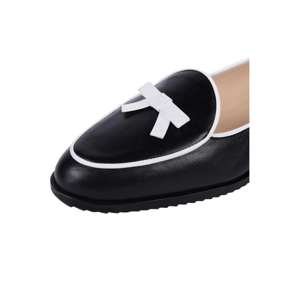 Jon Josef Women's Belgian Black and White Leather Loafer Flats