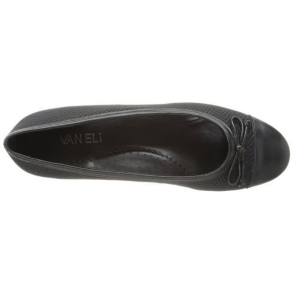 VANELi Women's Seana Black Fabric and Patent Ballerina Flat