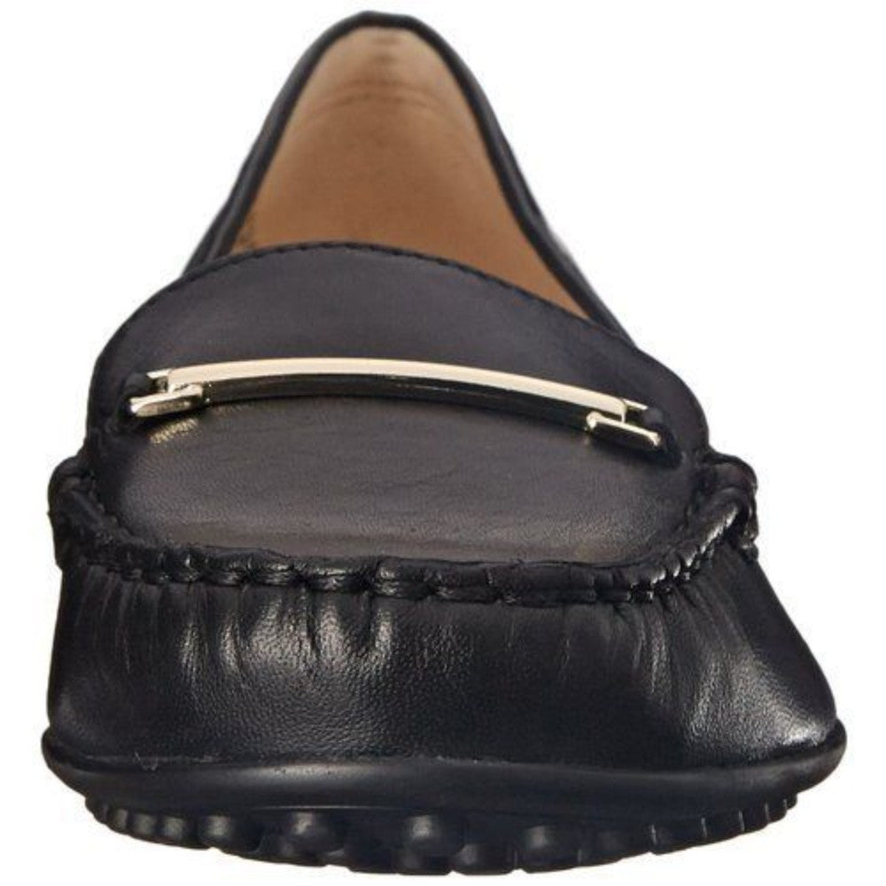 Nine West Women's Hottody Black Leather Slip-on Loafer Flat