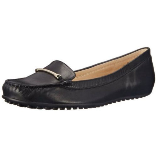 Nine West Women's Hottody Black Leather Slip-on Loafer Flat