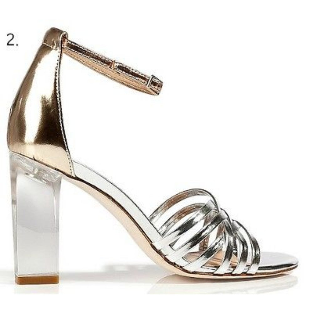Diane Von Furstenberg Women's Priene Silver and Gold Strappy Leather Sandals DVF