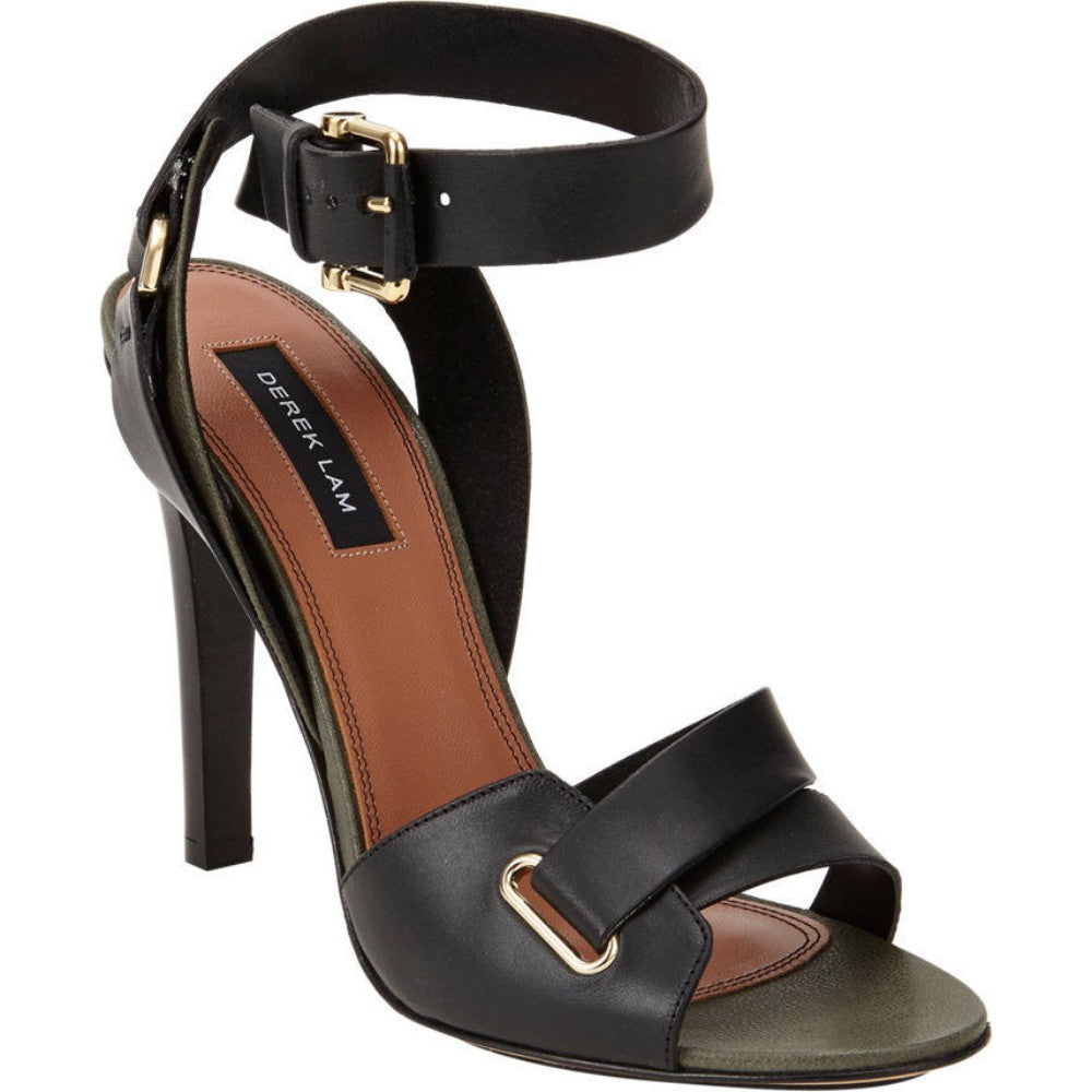 Derek Lam Women's Flynn Black Leather Ankle-Strap Sandals