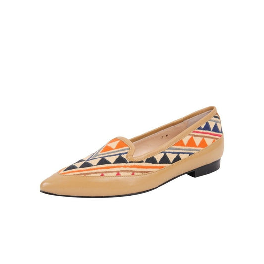 David Natural Leather and Fabric Jon Josef Loafer Flats