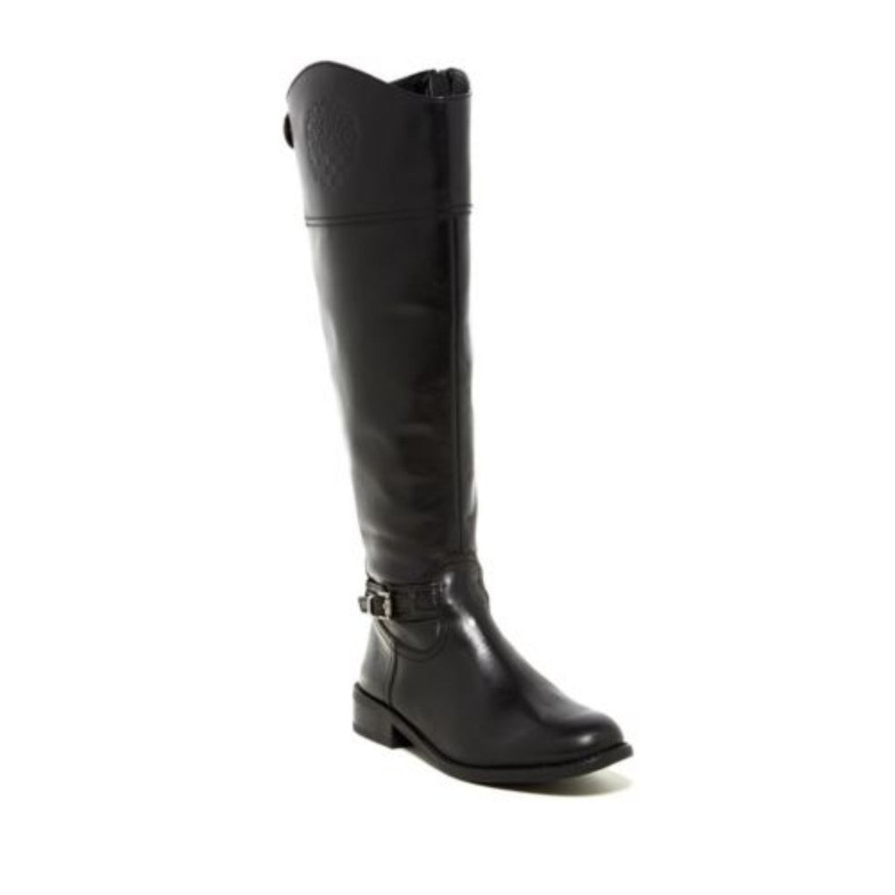 Vince Camuto Women's Kable Black Leather Riding Boot Wide Calf