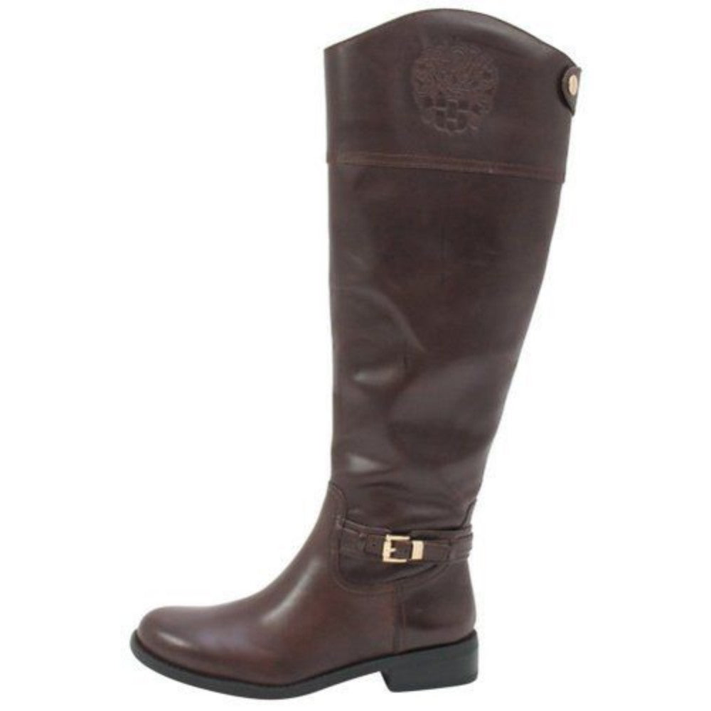 Vince Camuto Women's Kable Brown Leather Riding Boot Wide Calf