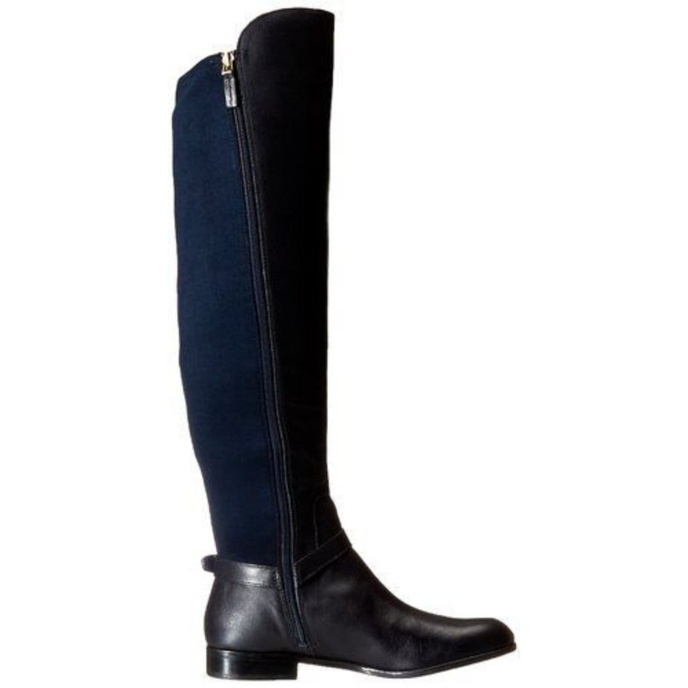 Franco Sarto Women's Mast Over the Knee Blue Leather Flat Boot