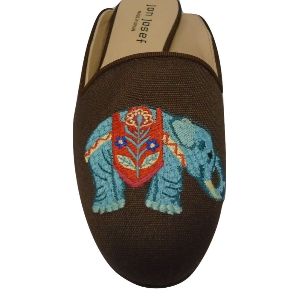 Jon Josef Womens Indy Elephant Brown Linen Slides Flat