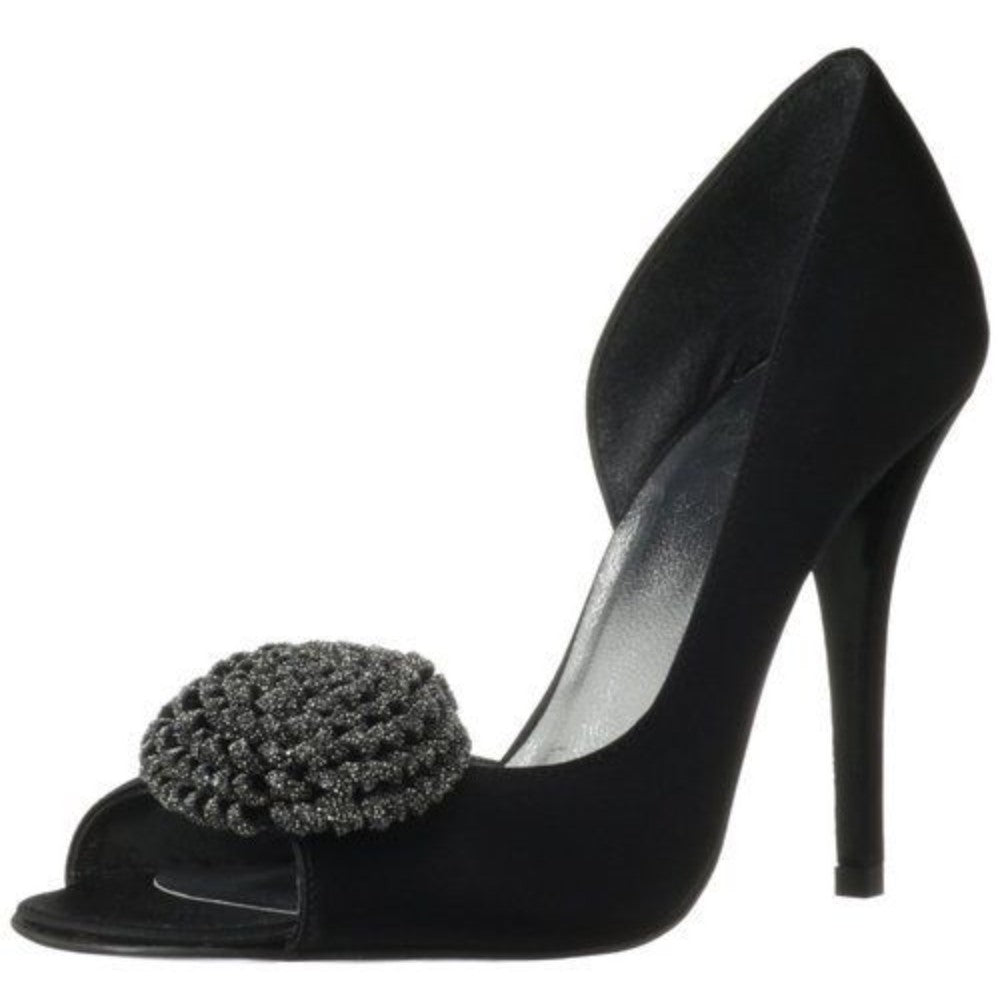 Stuart Weitzman Womens Lollipop Black Satin Leather Pumps - M - 7.5