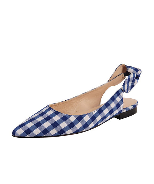 Marni Navy White Fabric Jon Josef Slingback Flat