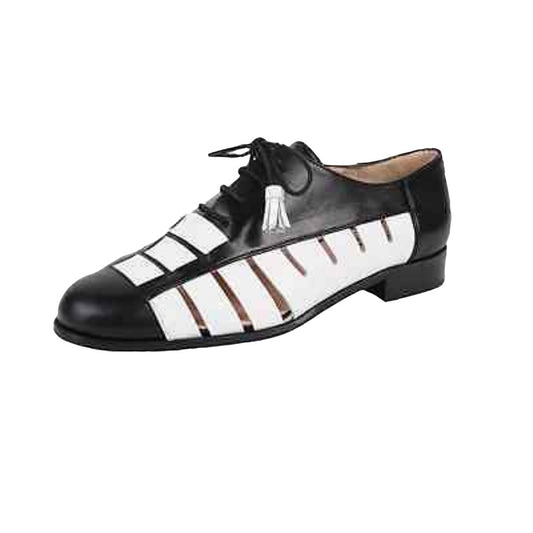 Talk Black and White Leather Jon Josef Flat