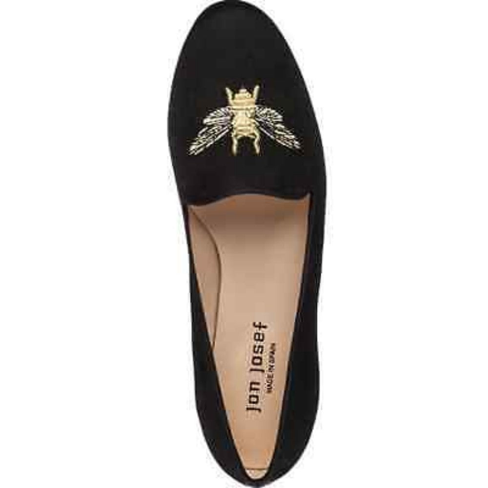 Jon Josef Womens Bee Happy Black Linen Loafer Flat