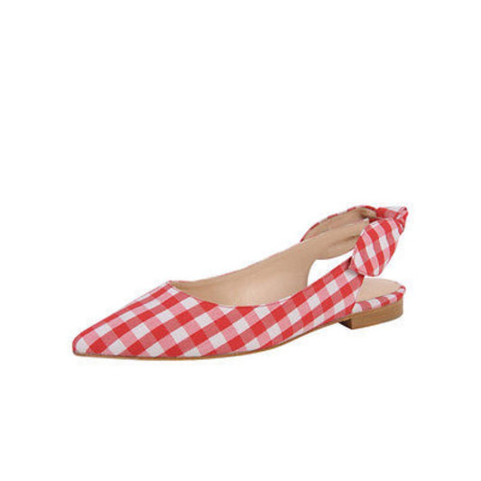 Marni Red White Fabric Jon Josef Slingback Flat