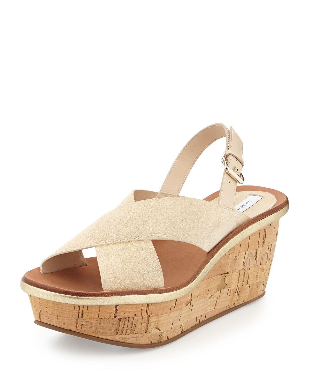 DVF Womens Maven Nude Suede Wedge Sandal