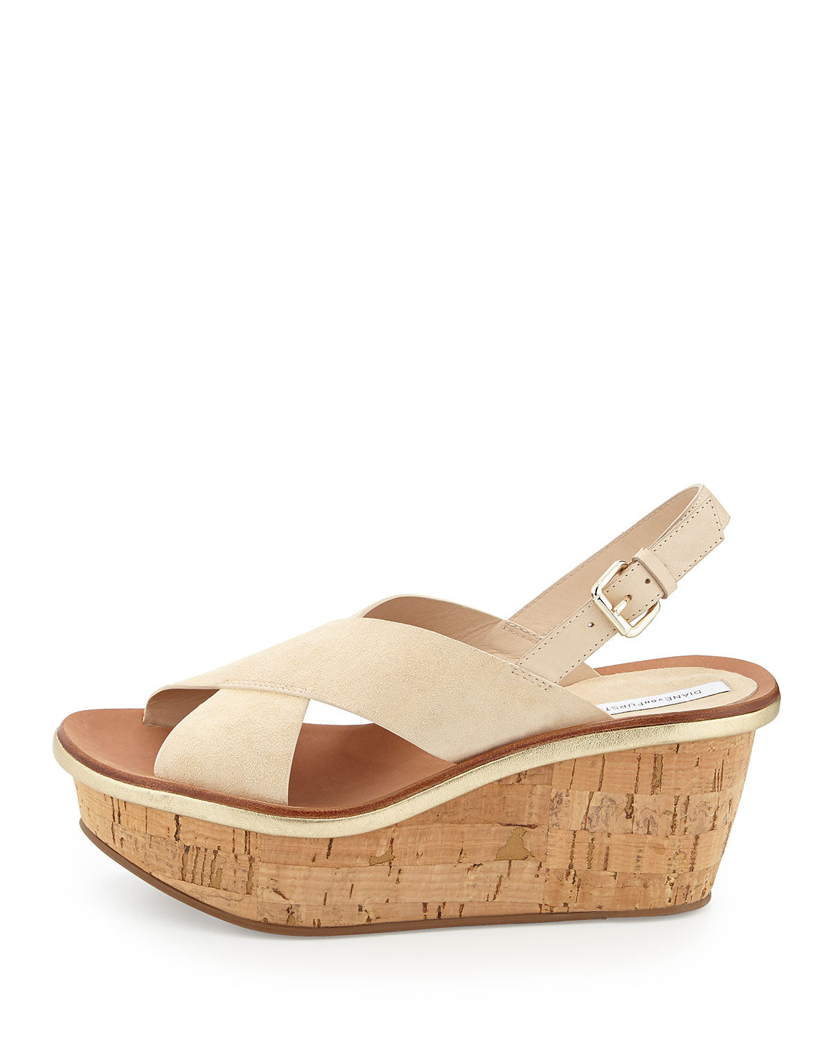 DVF Womens Maven Nude Suede Wedge Sandal