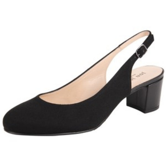 Teresita Black Linen Jon Josef Slingback Pump