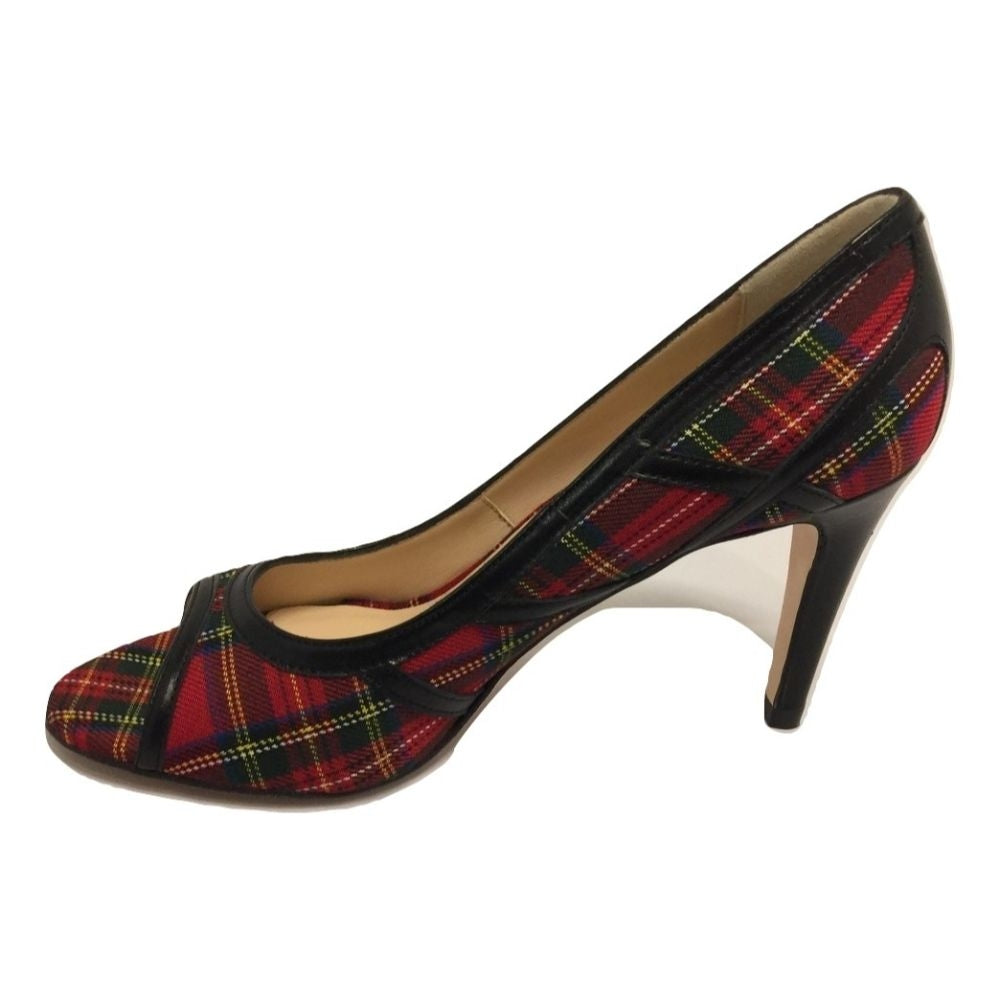 Rebecca Red Plaid Jon Josef Leather and Fabric Pums