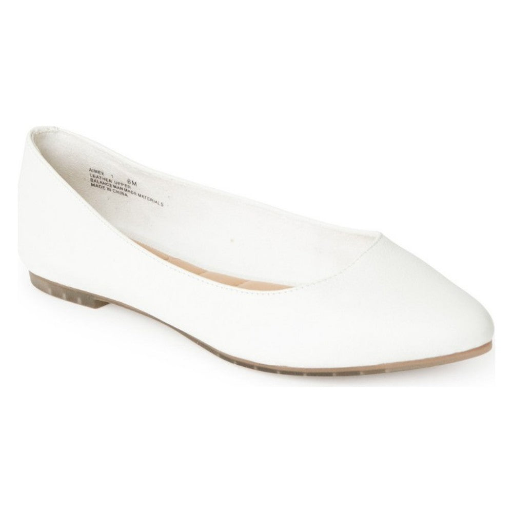 Aimee Cream White Me Too Leather Ballerina Flats