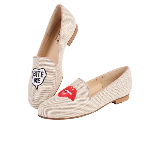 Gatsby Bite me Natural Linen Jon Josef Loafer Flat