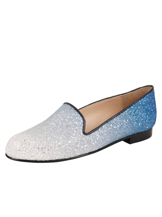 Gatsby Navy Silver Glitter Jon Josef Loafer Flat