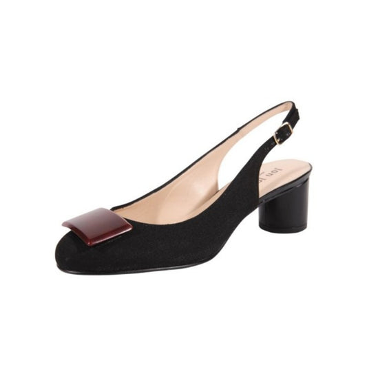 Teresita Black Linen Jon Josef Slingback Pump