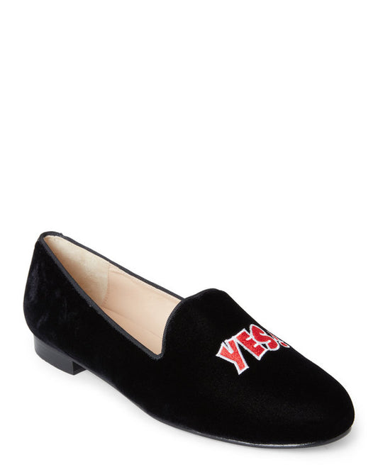 Gatsby Yes No Black Velvet Jon Josef Loafer Flat