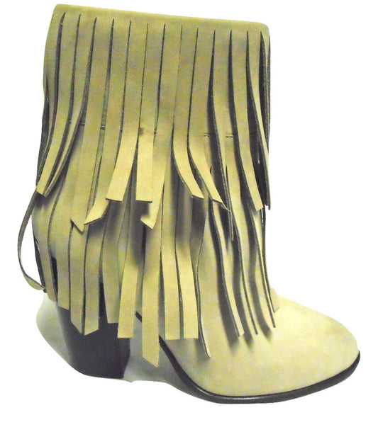Waverly Beige Dee Keller Ankle Fringe Boot