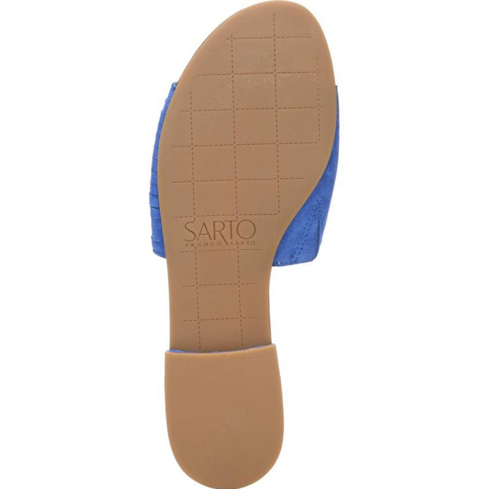 Amani Blue Suede Franco Sarto Slide Flat Sandal