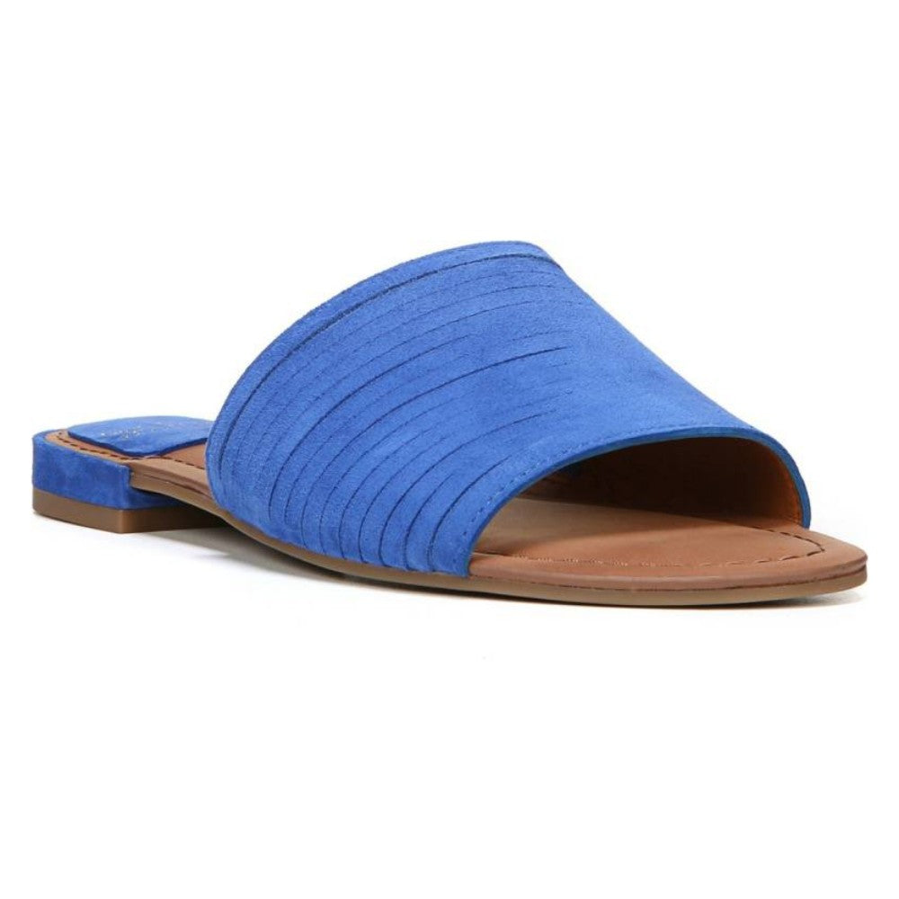 Amani Blue Suede Franco Sarto Slide Flat Sandal