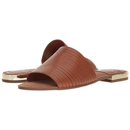 Amani Tan Suede Franco Sarto Slide Flat Sandal