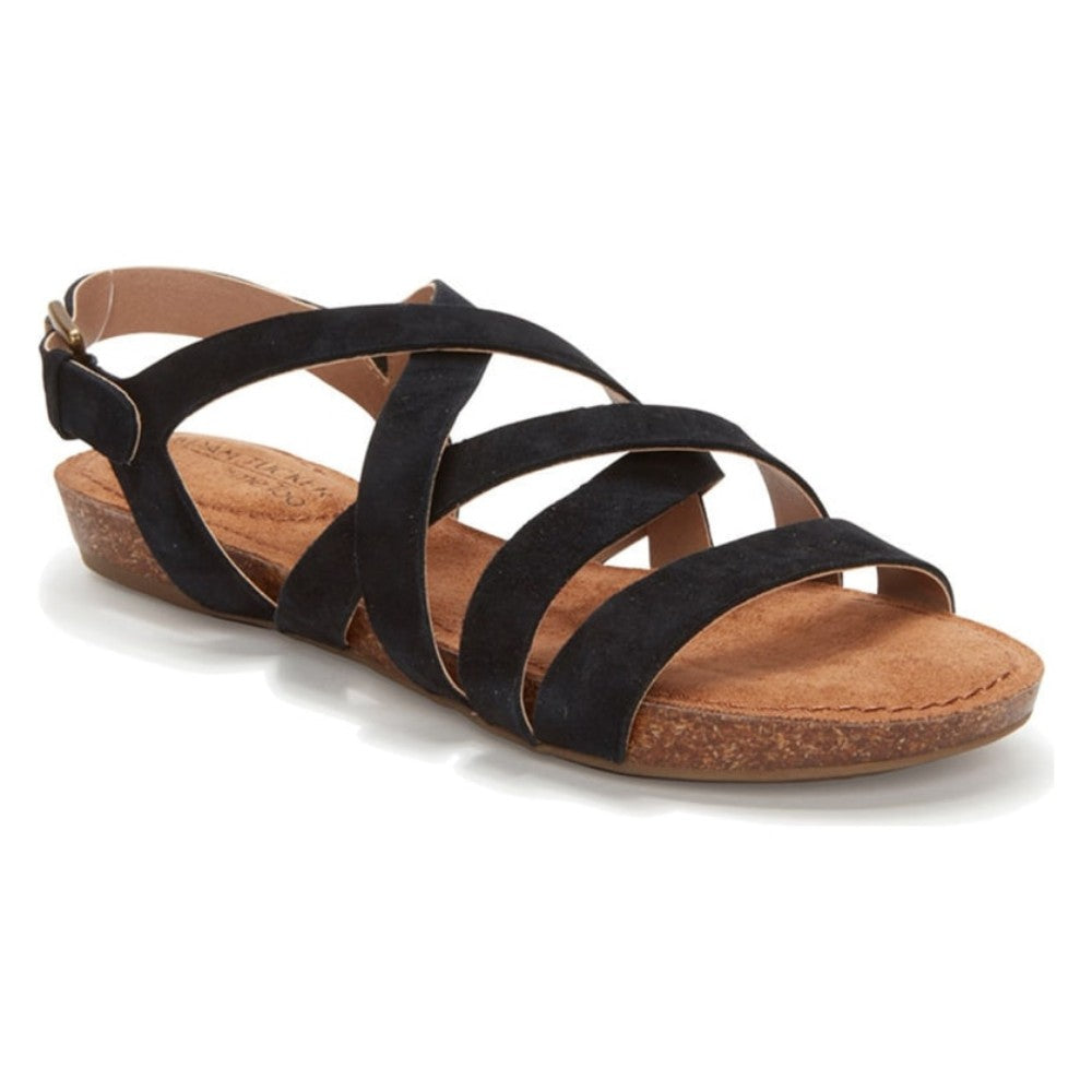 Nickie Black Adam Tucker Leather Flat Sandal - M - 10
