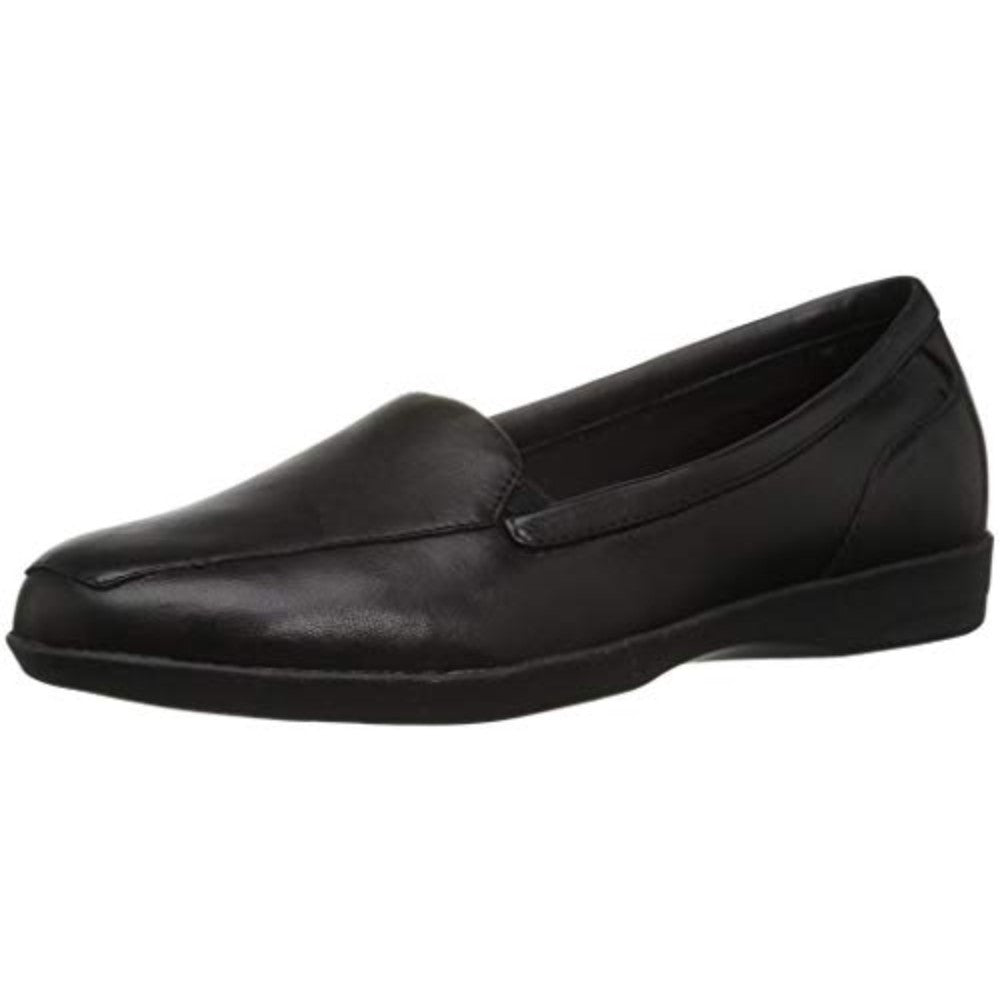 Devitt Black Leather Easy Spirit Loafer Flats