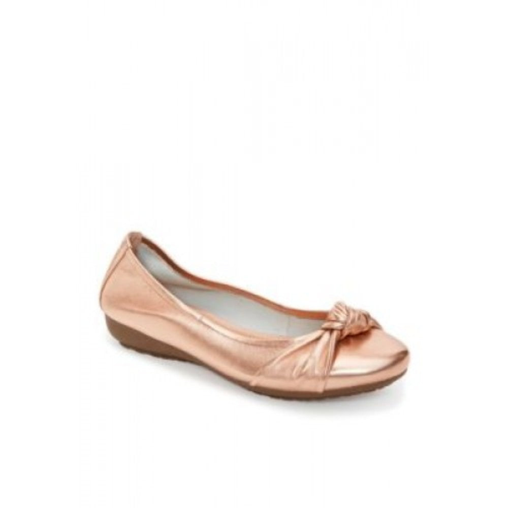 Me Too Women's Jaci Champagne Leather Perforated Ballerina Flat
