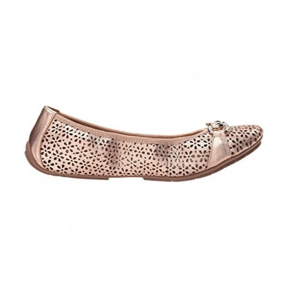 Me Too Women's Luna Rose Gold Leather Perforated Ballerina Flat