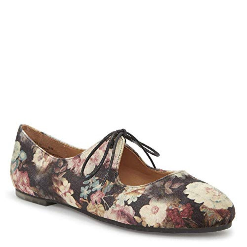 Cacey Black Floral Me Too Flat I-1-112235