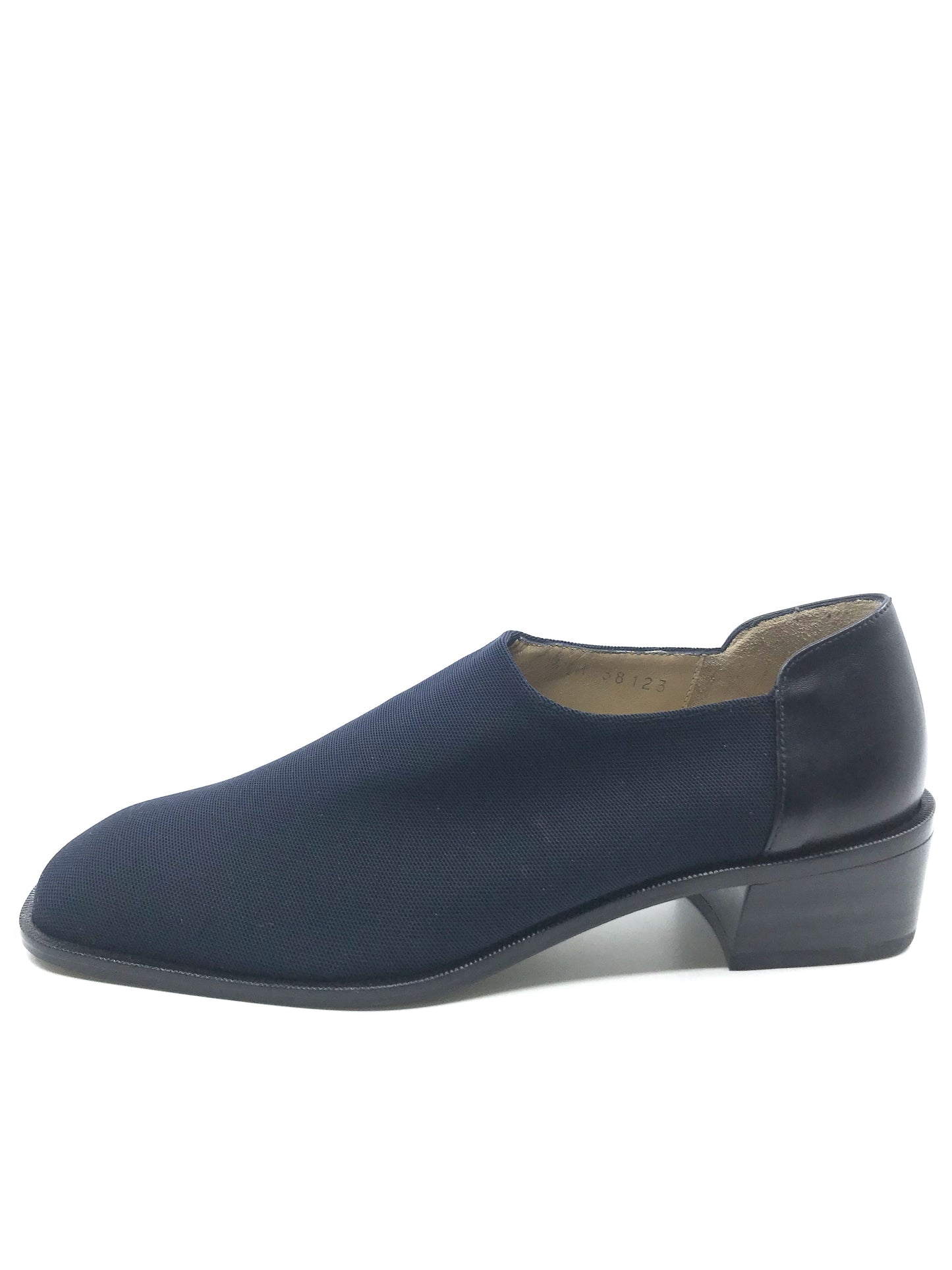 Love Navy Fabric and Leather Donald Pliner Loafer Pumps