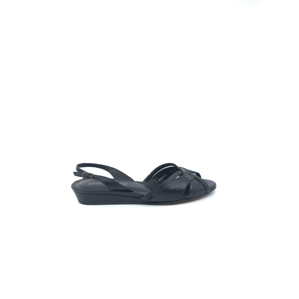 Bomar Black Leather Donald Pliner Sandals