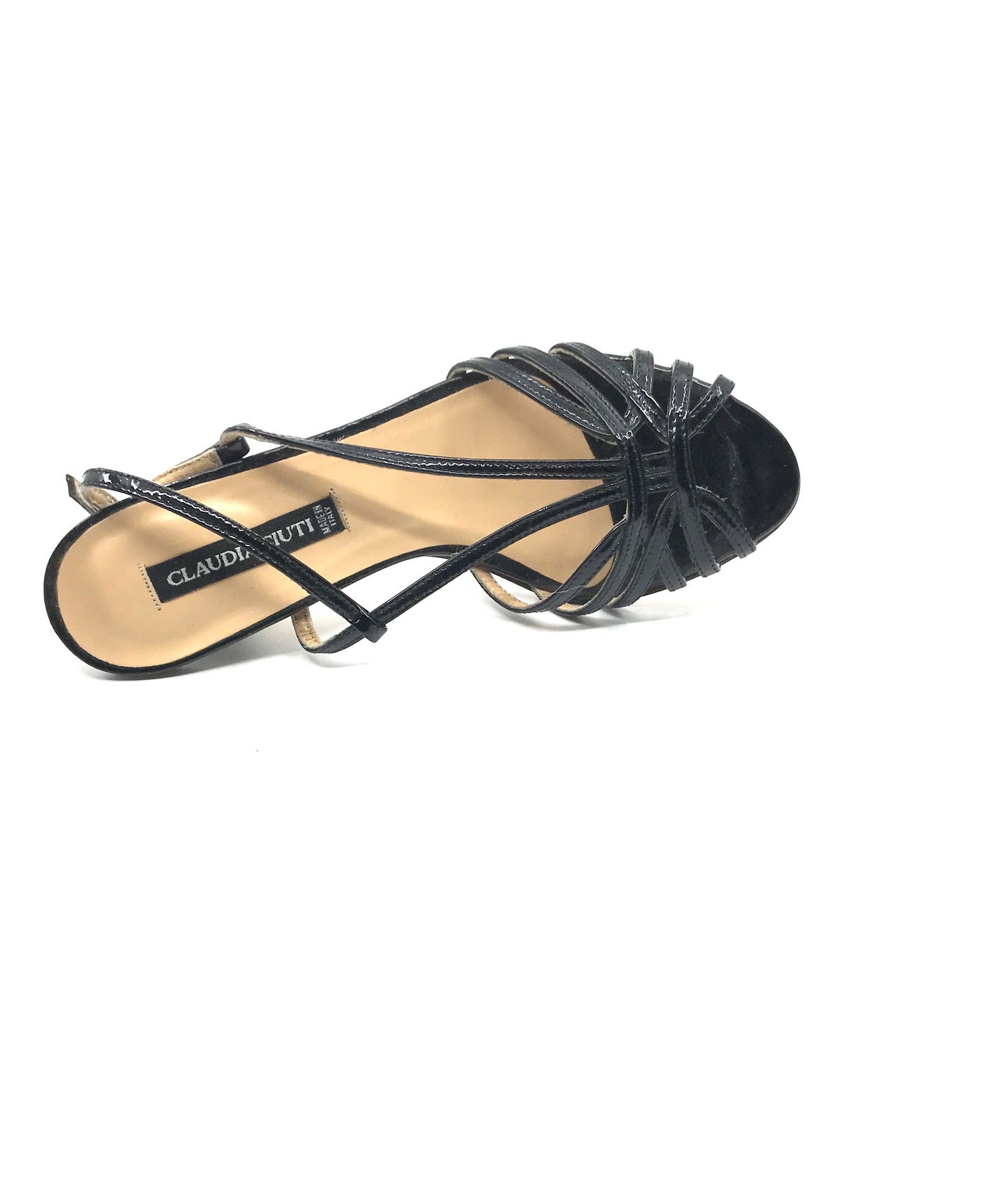 Fifi Black Patent Leather Claudia Ciuti Slingback Sandals