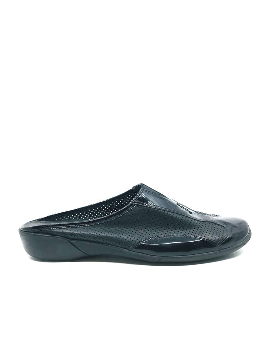 Calissa Black Leather Sesto Meucci Slide Flat