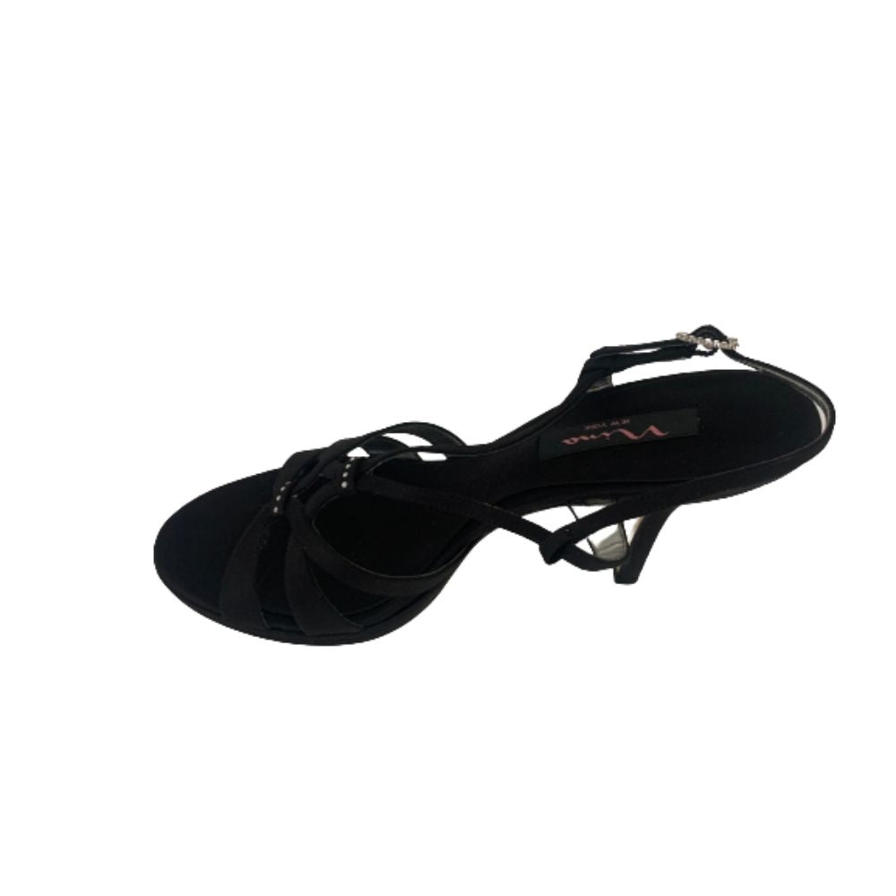 Ginnie Black Luster Satin Nina Sandals