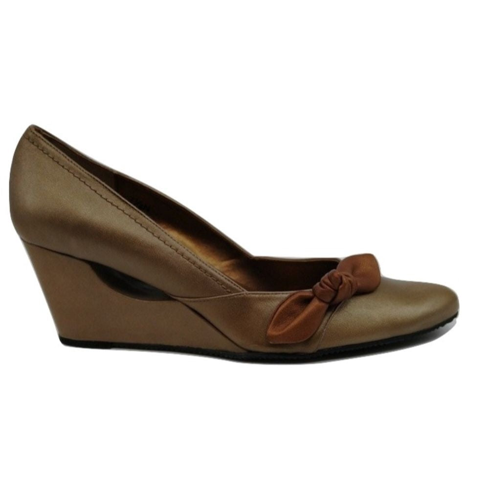 Albury Platino and Bronze Leather Vaneli Wedge Pumps